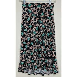 LuLaRoe Azure Printed Skirt Aqua Blue Pink Floral Vine A-line XS
